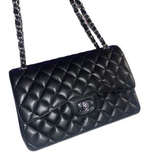 CHANEL Jumbo Double Flap Black Caviar Leather